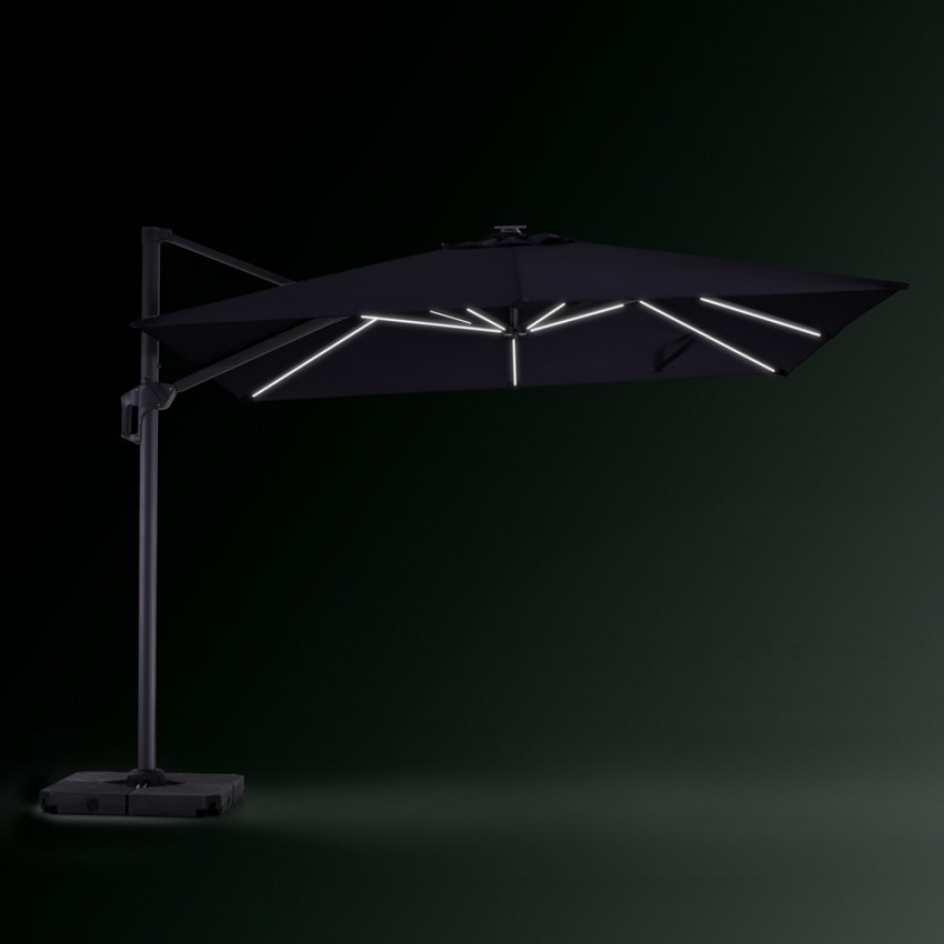 Ombrellone nero 3x3 LED Tido in alluminio – Casamati