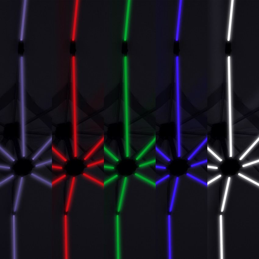 Ombrellone nero 3x3 LED Tido in alluminio – Casamati