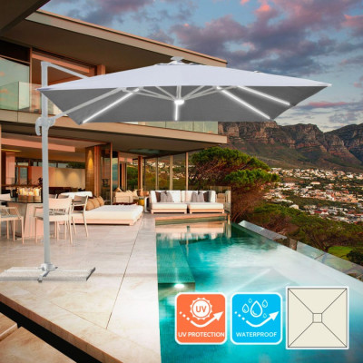Ombrellone giardino terrazza regolabile LED 3x3 Delfino - Casamati
