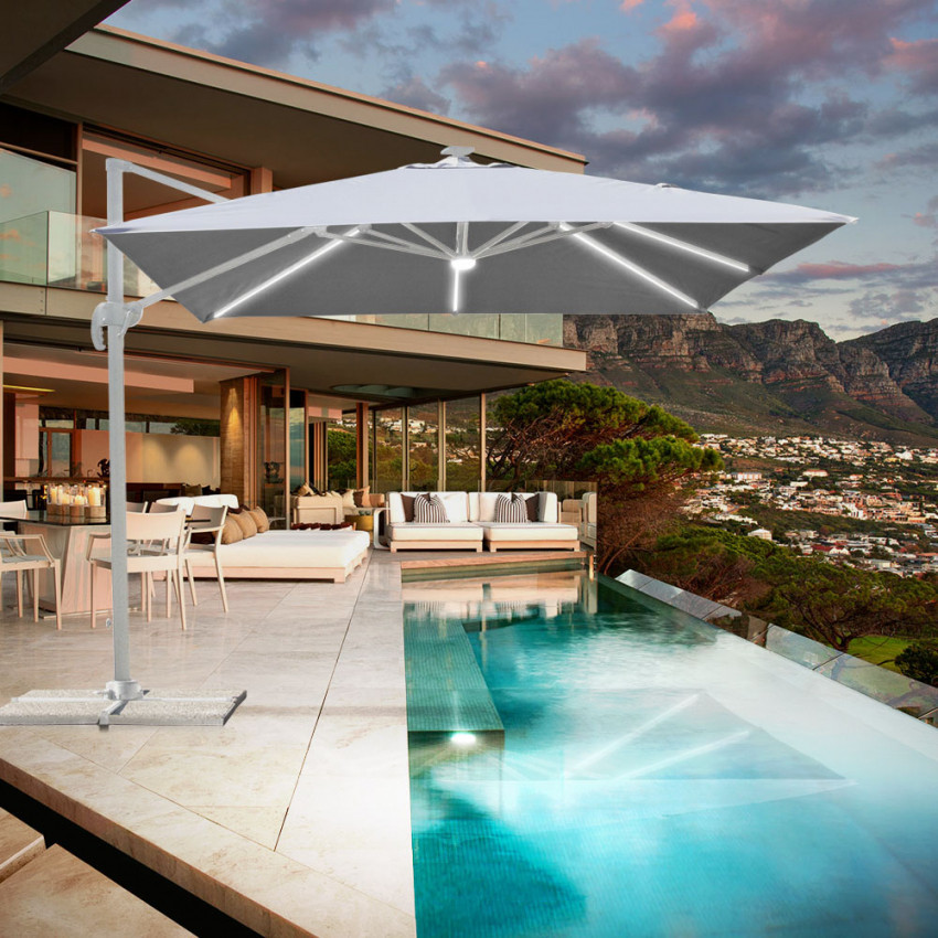 Ombrellone giardino terrazza regolabile LED 3x3 Delfino - Casamati