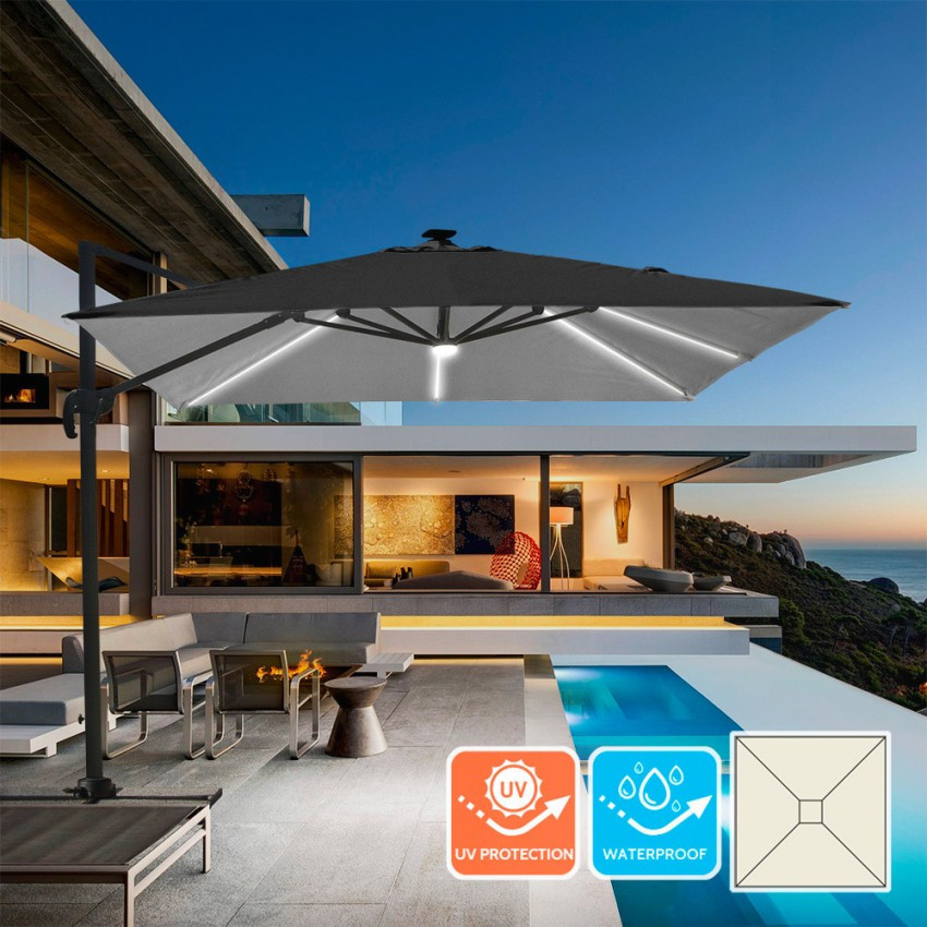 Ombrellone giardino terrazza regolabile LED 3x3 Soleggiato - Casamati
