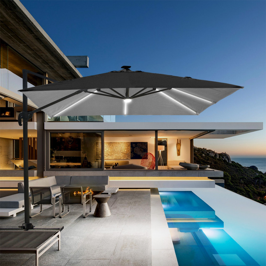 Ombrellone giardino terrazza regolabile LED 3x3 Soleggiato - Casamati