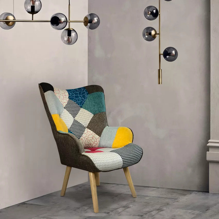 Poltrona Patchwork Apophis Design Moderno con Braccioli