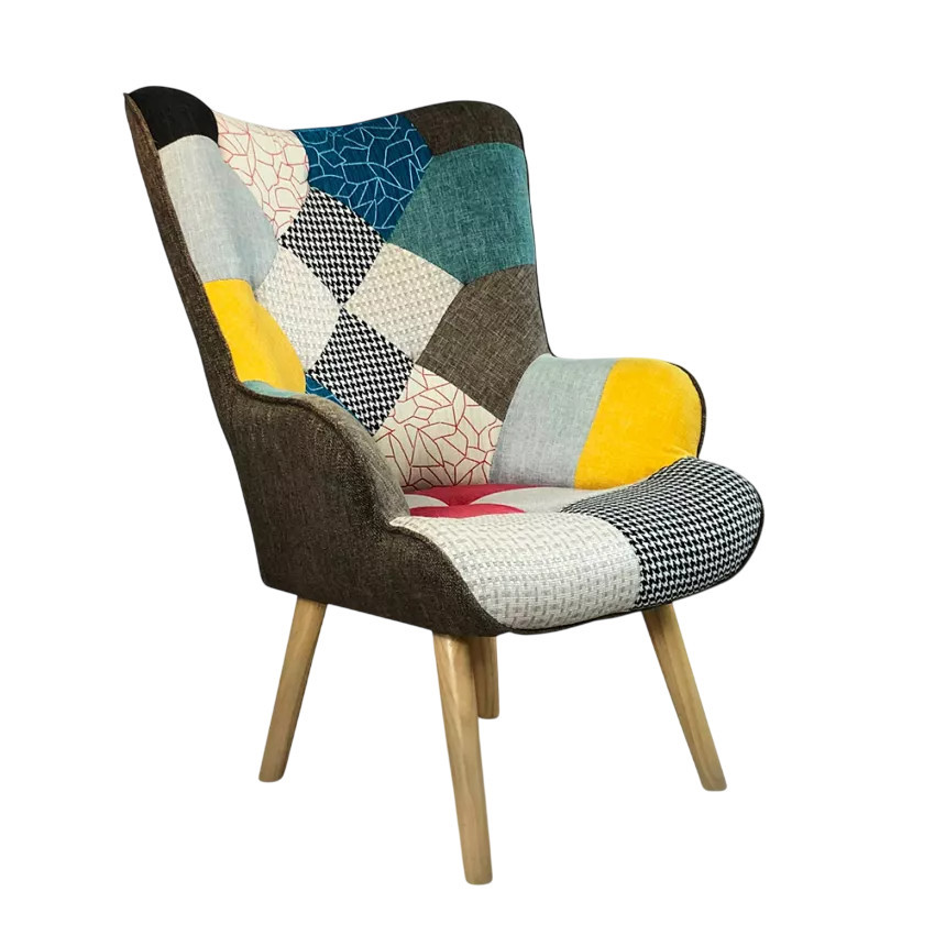 Poltrona Patchwork Apophis Design Moderno con Braccioli