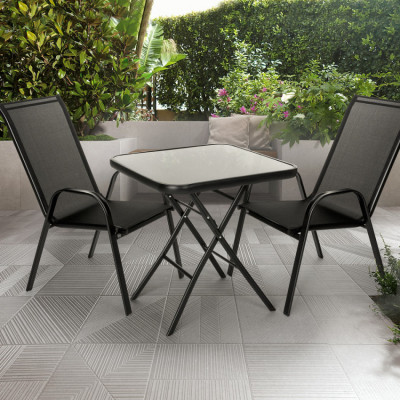 Set tavolo quadrato pieghevole + 2 sedie Old Fashioned