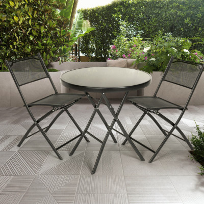 Set tavolo rotondo + 2 sedie pieghevoli Basil Smash