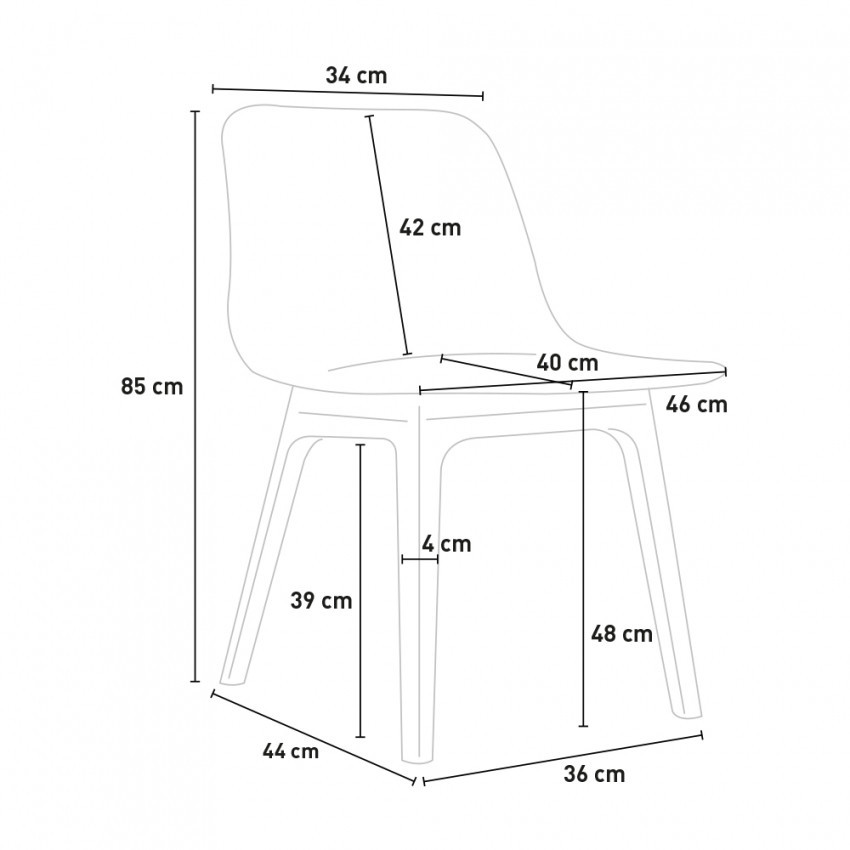 Set 2 sedie polipropilene e tavolo 70x70 cm Atlantide+