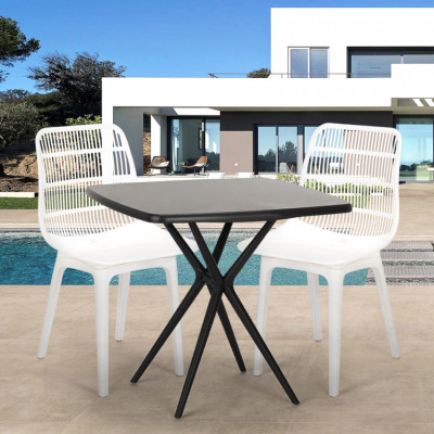 Set 2 sedie polipropilene e tavolo 70x70 cm Atlantide+
