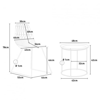 Set tavolo e 2 sedie design Caipirinha