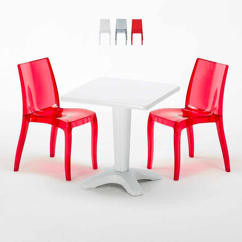Set tavolo 70x70 cm + 2 sedie Daiquiri fragola