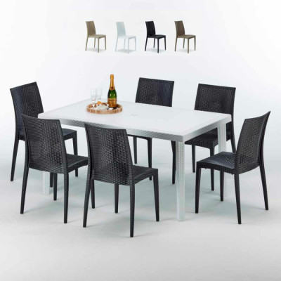 Set tavolo rettangolare 150x90 cm + 6 sedie Zombie
