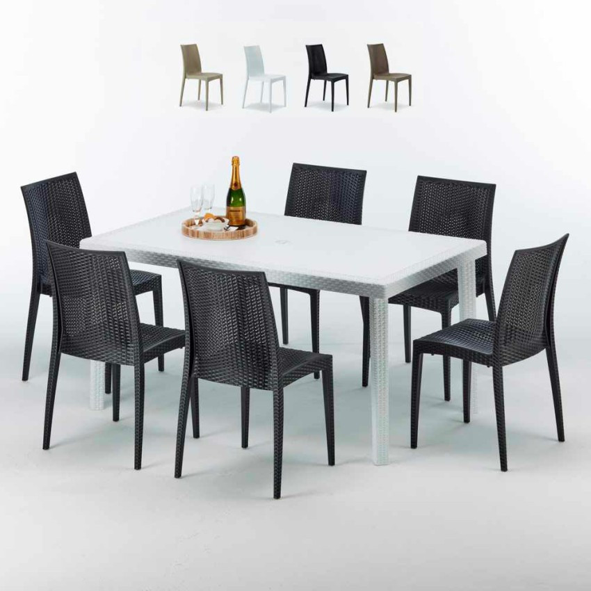 Set tavolo rettangolare 150x90 cm + 6 sedie Zombie