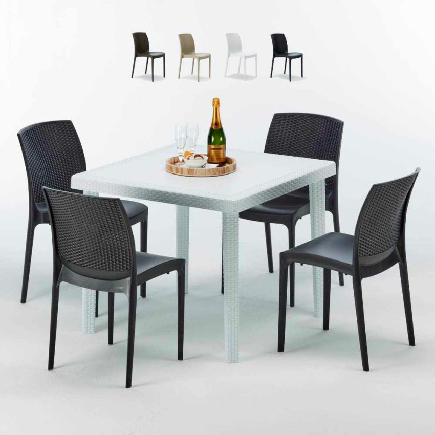 Set tavolo 90x90 cm + 4 sedie Dark and Stormy