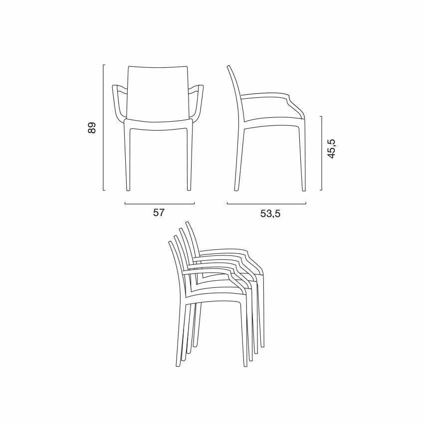 Set tavolo 90x90 cm + 4 sedie Boulevardier