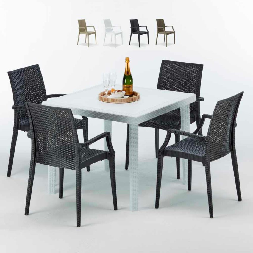 Set tavolo 90x90 cm + 4 sedie Boulevardier