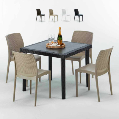Set tavolo 90x90 cm + 4 sedie Sazerac