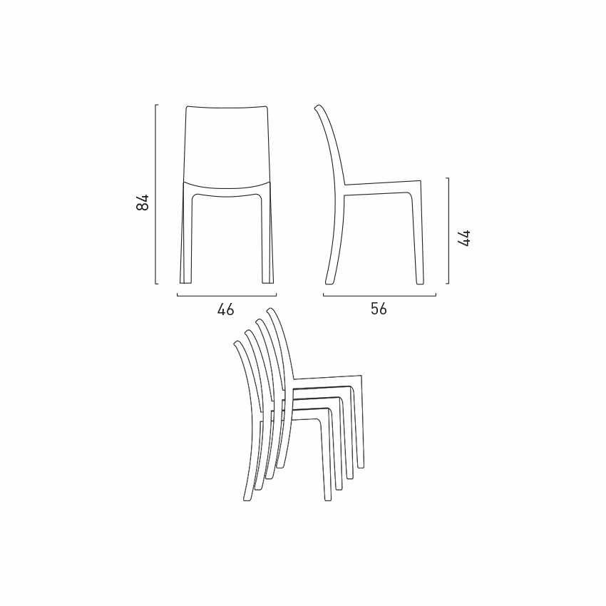 Set tavolo 90x90 cm + 4 sedie Sazerac