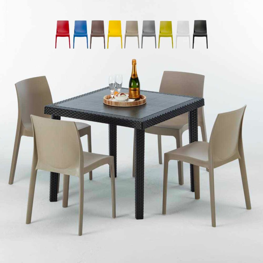 Set tavolo 90x90 cm + 4 sedie Rob Roy