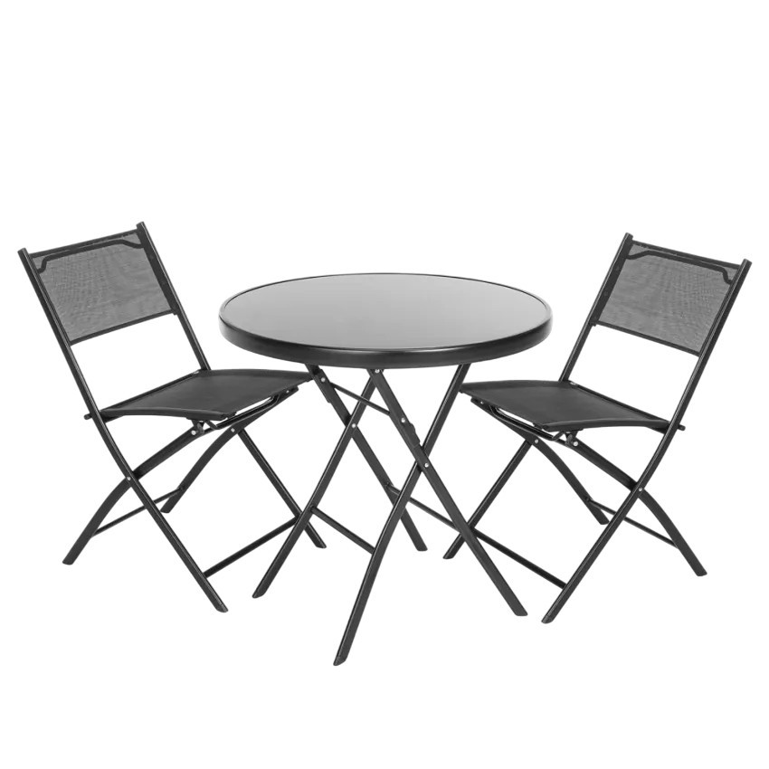 Set tavolo rotondo + 2 sedie pieghevoli Basil Smash