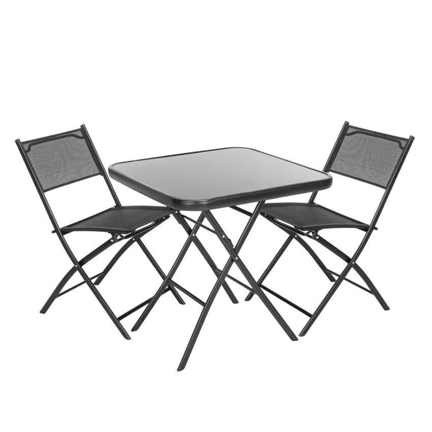 Set tavolo quadrato + 2 sedie pieghevoli Pink Lady