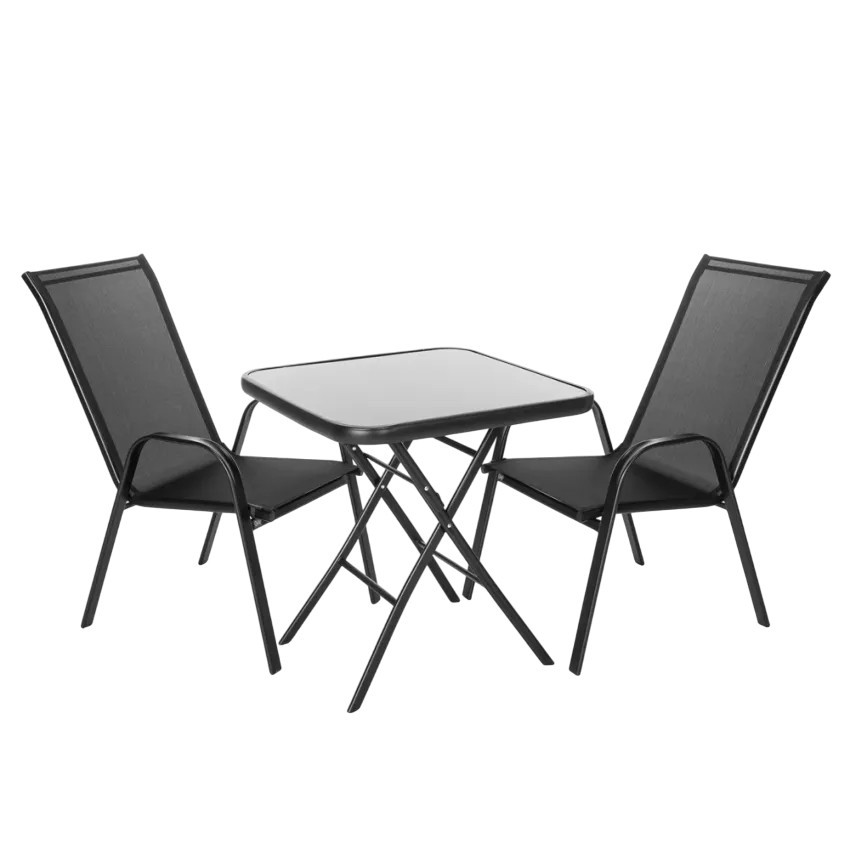 Set tavolo quadrato pieghevole + 2 sedie Old Fashioned