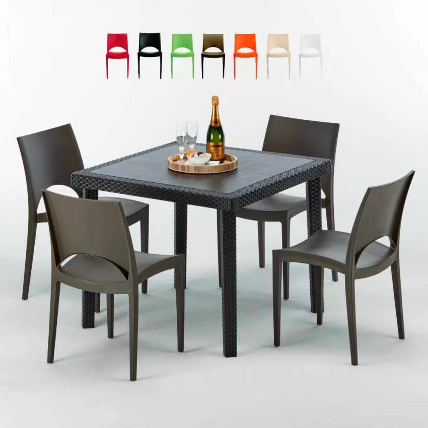 Set tavolo 90x90 cm + 4 sedie Cuba Libre