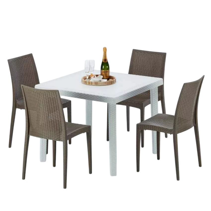 Set tavolo 90x90 cm + 4 sedie colorate Bramble