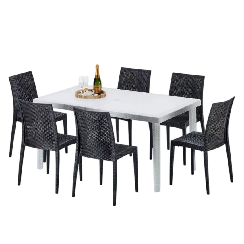 Set tavolo rettangolare 150x90 cm + 6 sedie Zombie