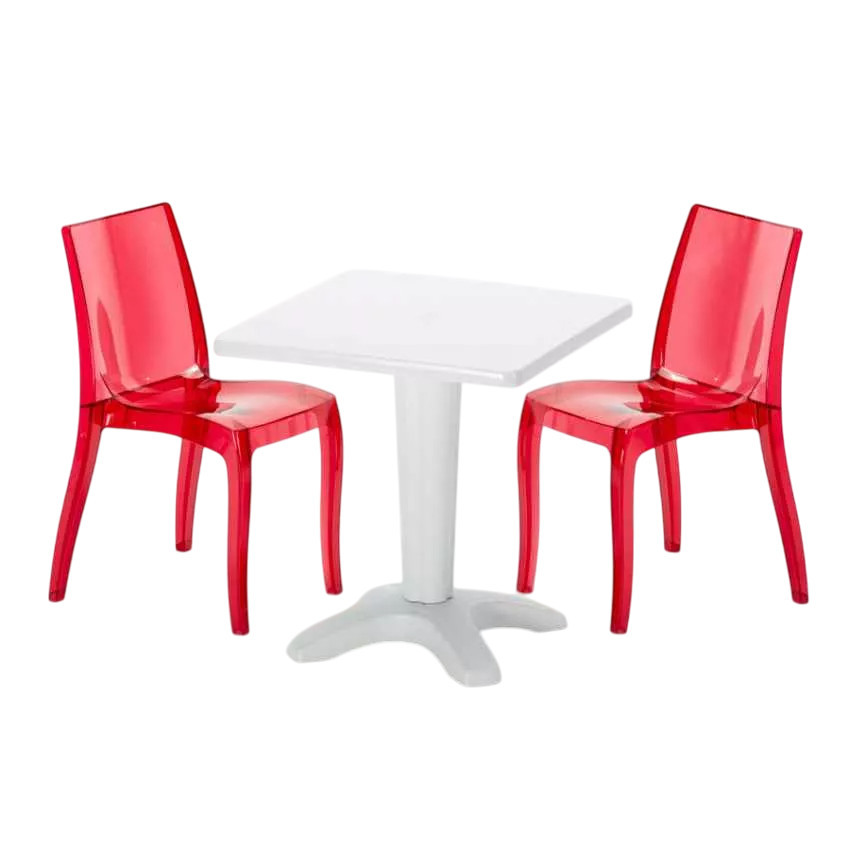 Set tavolo 70x70 cm + 2 sedie Daiquiri fragola