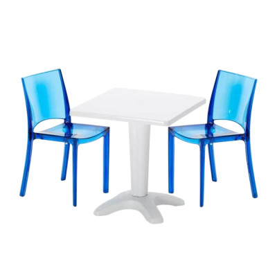 Set tavolo e 2 sedie in policarbonato Negroni