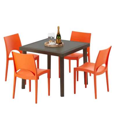 Set tavolo quadrato 90x90 cm + 4 sedie Martini