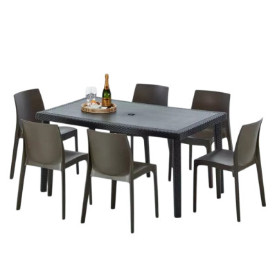 Set tavolo rettangolare 150x90 cm + 6 sedie Mojito