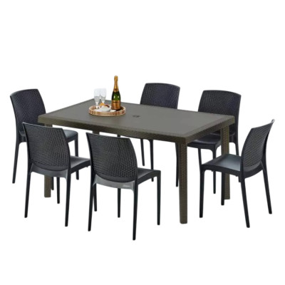 Set tavolo rettangolare 150x90 cm + 6 sedie White Russian