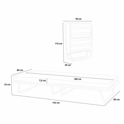 Lettino pieghevole 80x180 cm con materasso e ruote – Radice
