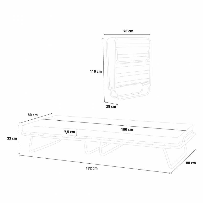 Lettino pieghevole 80x180 cm con materasso e ruote – Radice