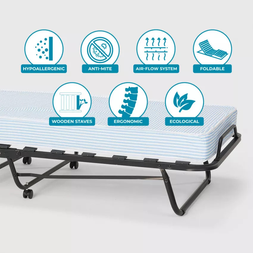 Lettino pieghevole 80x190 cm con materasso e doghe – Lucciola