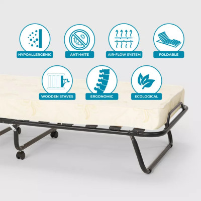 Lettino pieghevole 80x180 cm in microfibra e doghe – Piuma
