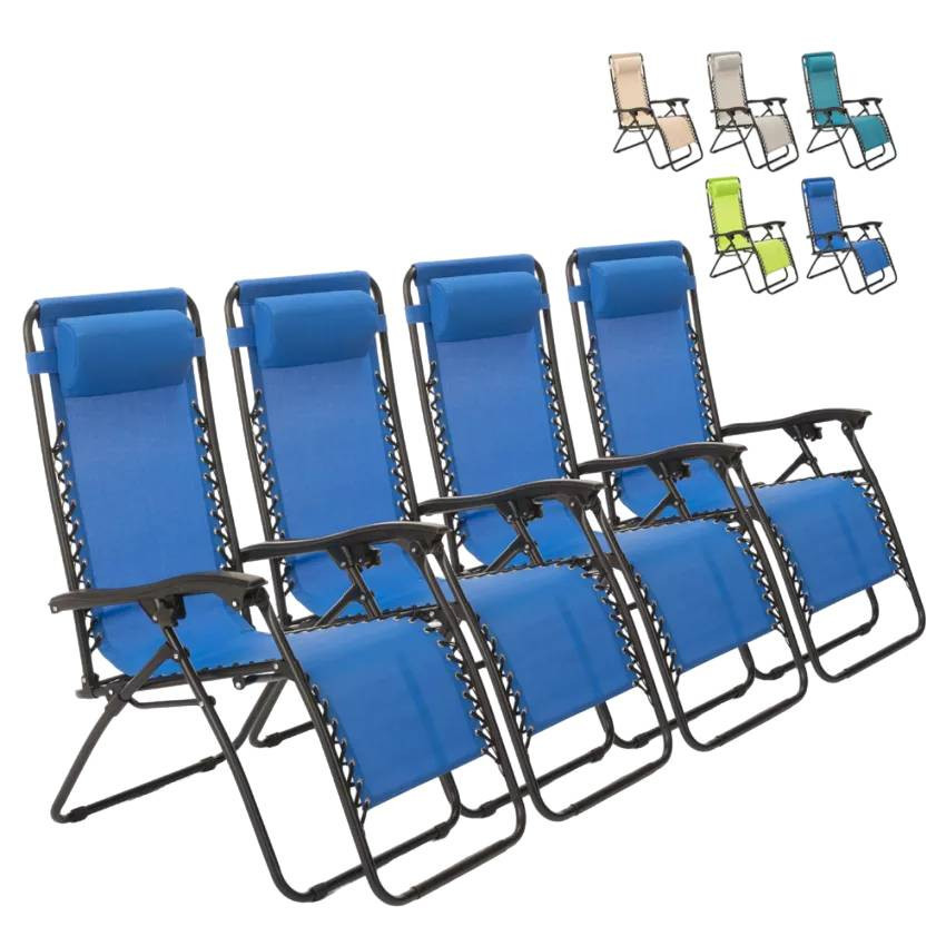 Set 4 sdraio pieghevoli Cancún leggere e confortevoli