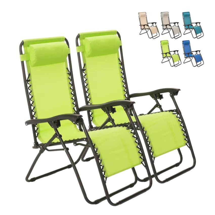 Set 2 sdraio pieghevoli Cancún leggere e confortevoli