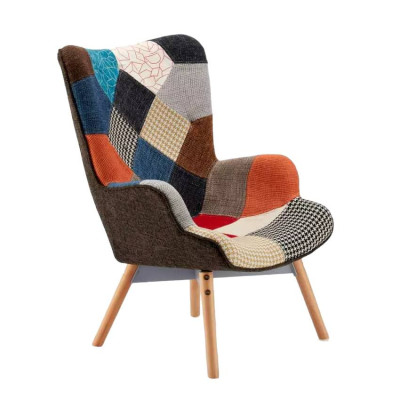 Poltrona patchwork in stile retrò Andromeda in legno robusto Andromeda
