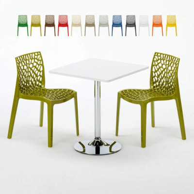 Set tavolo 70x70cm + 2 sedie colorate Cosmopolitan