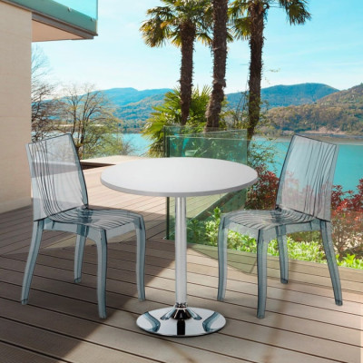 Set tavolo rotondo 70x70cm + 2 sedie trasparenti Caipiroska