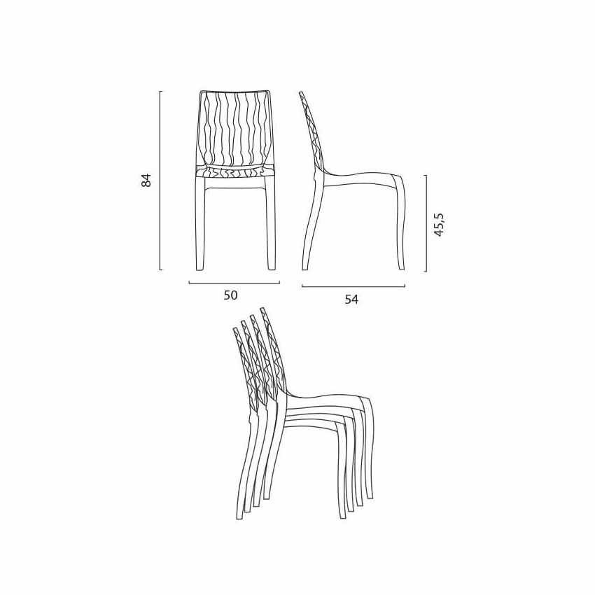 Set tavolo rotondo 70x70cm + 2 sedie trasparenti Caipiroska