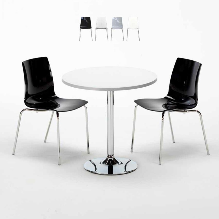 Set tavolo rotondo bianco 70x70cm + 2 sedie Tiki Punch