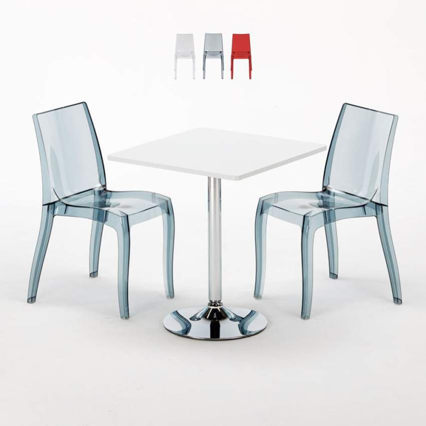 Set tavolo 70x70cm + 2 sedie colorate per bar Mai Tai