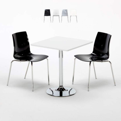 Set tavolo 70x70cm + 2 sedie trasparenti Hurricane