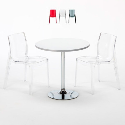 Set tavolo rotondo 70x70cm + 2 sedie colorate Sour Apple Martini