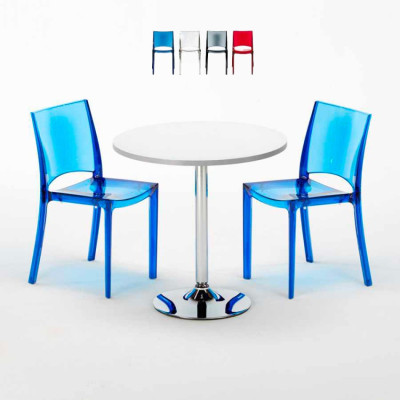 Set tavolo rotondo bianco 70x70cm + 2 sedie Mint Mojito