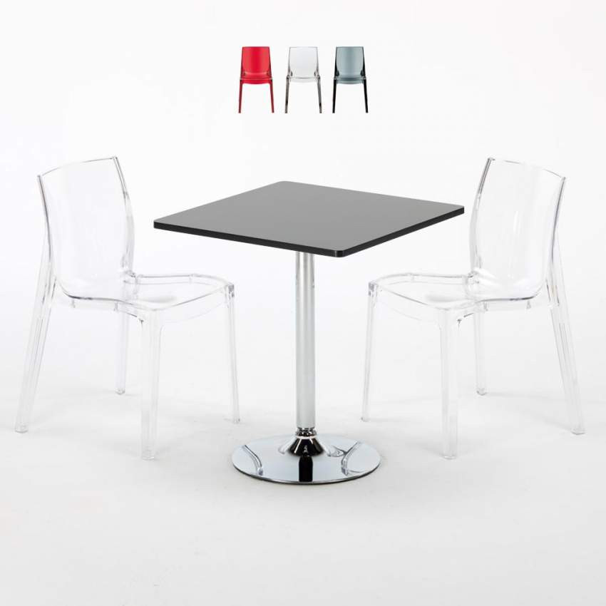Set tavolo 70x70cm + 2 sedie per bar e caffè Shandy