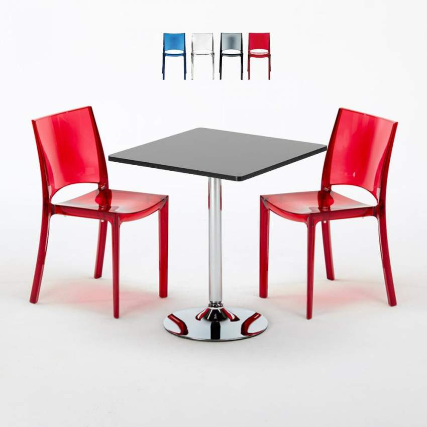 Set tavolo 70x70cm + 2 sedie colorate Pimm's Cup